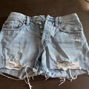 Free People We The Free Collection Mid Rise Jean Shorts Light Wash